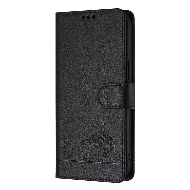 YB Imprinting Series-9 for Honor X40 5G / X9a 5G / Magic5 Lite 5G Phone Case RFID Blocking Leather Cover - Black