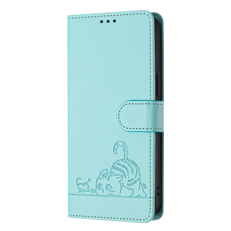 YB Imprinting Series-9 for Honor X40 5G / X9a 5G / Magic5 Lite 5G Phone Case RFID Blocking Leather Cover - Mint Green
