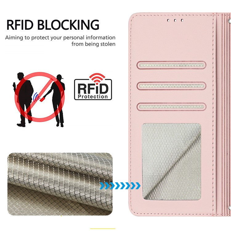 YB Imprinting Series-9 for Honor X40 5G / X9a 5G / Magic5 Lite 5G Phone Case RFID Blocking Leather Cover - Pink