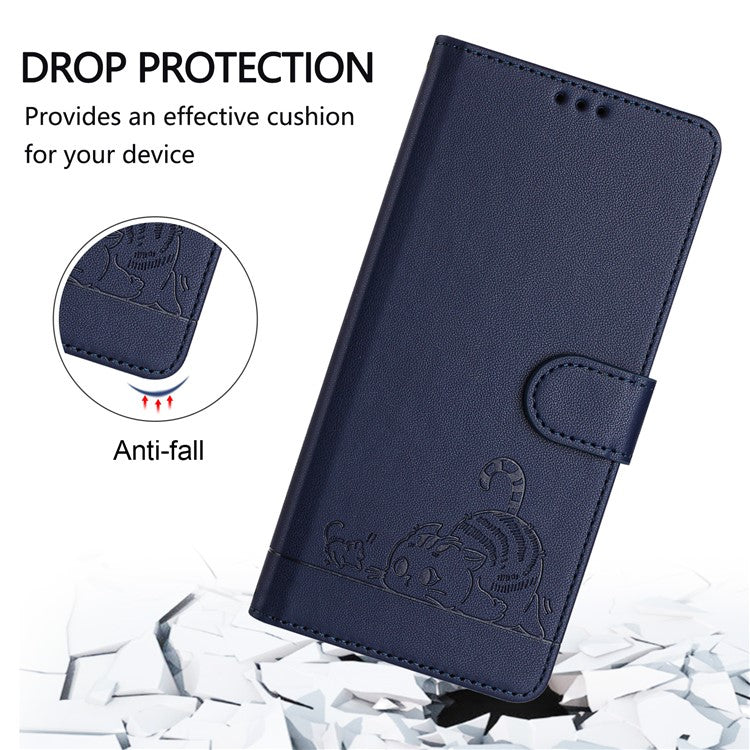 YB Imprinting Series-9 for Honor X40 5G / X9a 5G / Magic5 Lite 5G Phone Case RFID Blocking Leather Cover - Sapphire