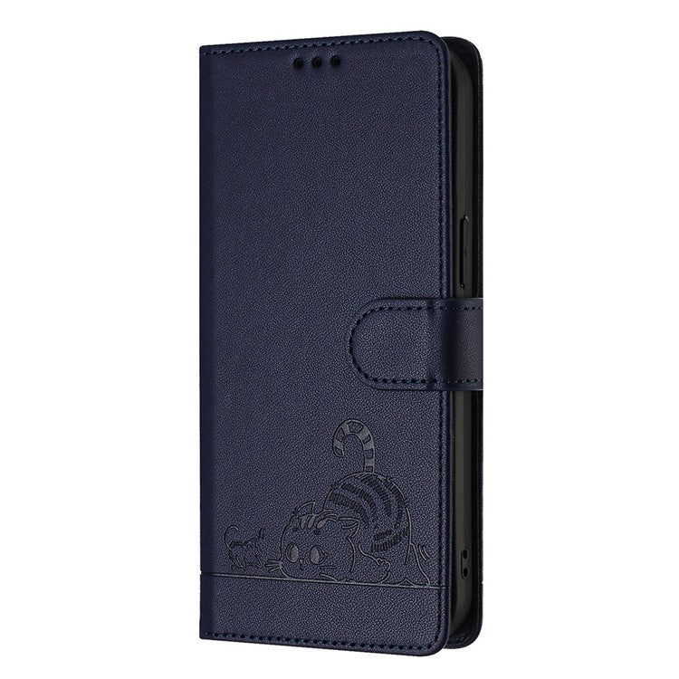 YB Imprinting Series-9 for Honor X40 5G / X9a 5G / Magic5 Lite 5G Phone Case RFID Blocking Leather Cover - Sapphire