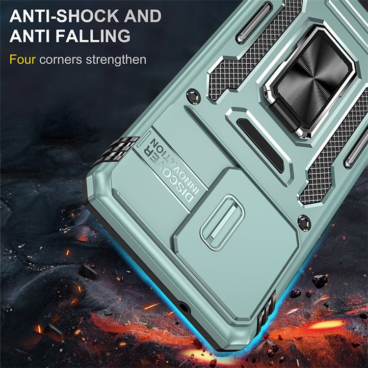 Armor Series For Motorola Edge 40 Neo 5G Case PC+TPU Phone Cover with Kickstand / Lens Shield - Green