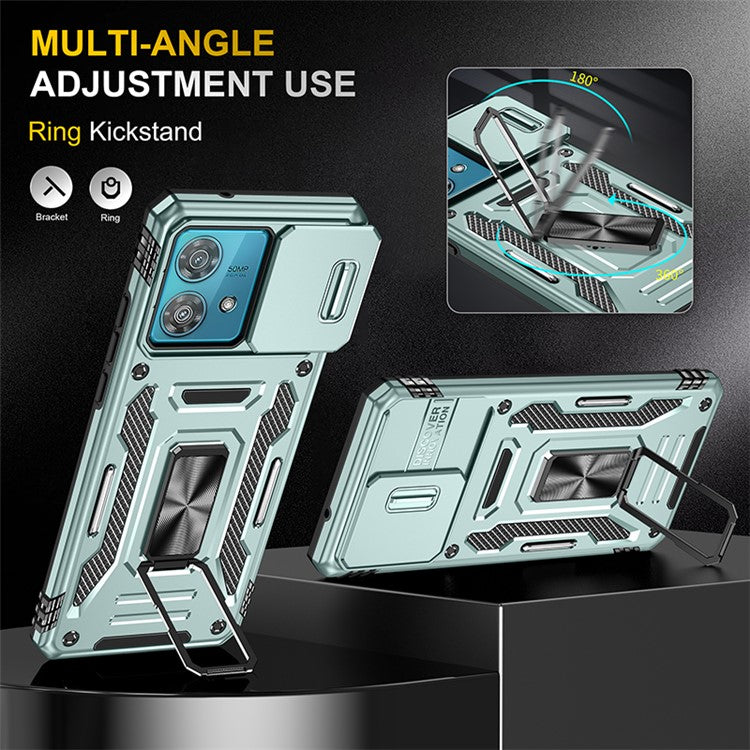 Armor Series For Motorola Edge 40 Neo 5G Case PC+TPU Phone Cover with Kickstand / Lens Shield - Green