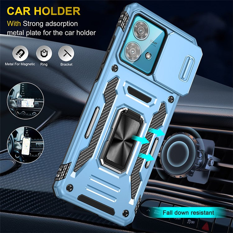 Armor Series For Motorola Edge 40 Neo 5G Case PC+TPU Phone Cover with Kickstand / Lens Shield - Baby Blue