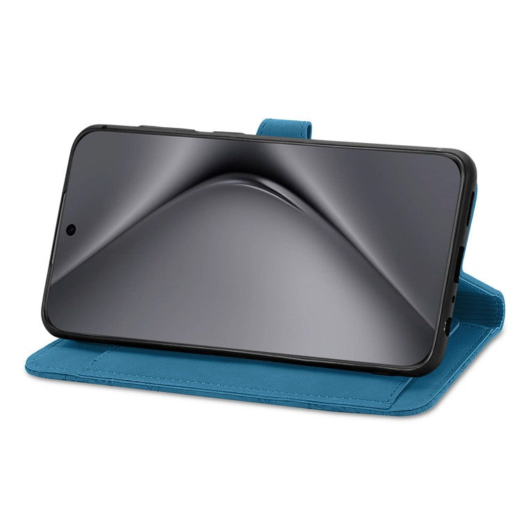 For Huawei Pura 70 Ultra Zipper Wallet Case with Strap Flower Imprint PU Leather Phone Cover - Blue