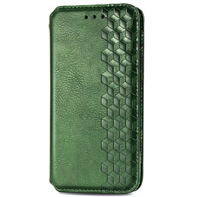 For Huawei Pura 70 PU Leather Case Rhombus Imprint Wallet Stand Phone Cover - Green