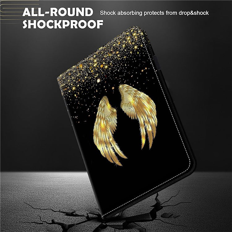 For Samsung Galaxy Tab S6 Lite (2020) / (2022) / (2024) Case Leather Tablet Cover Card Slots -  Gold Wings