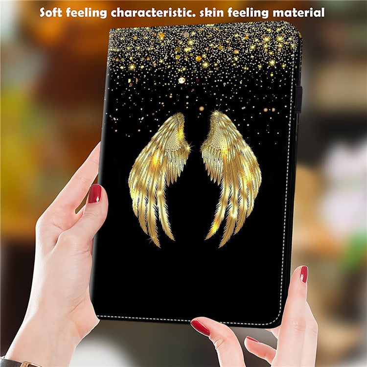 For Samsung Galaxy Tab S6 Lite (2020) / (2022) / (2024) Case Leather Tablet Cover Card Slots -  Gold Wings