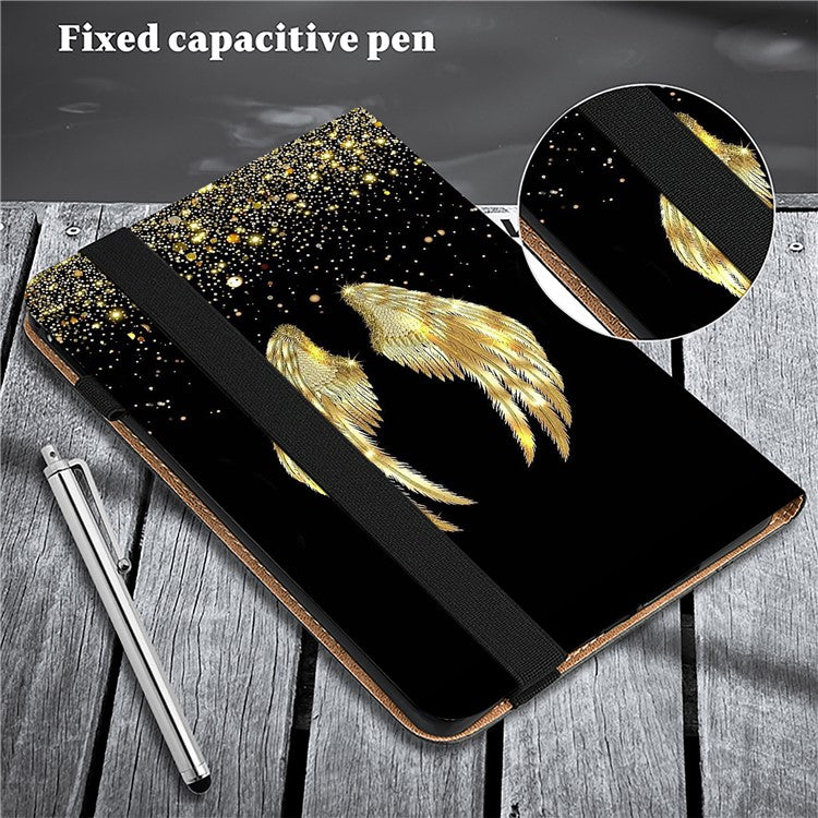 For Samsung Galaxy Tab S6 Lite (2020) / (2022) / (2024) Case Leather Tablet Cover Card Slots -  Gold Wings