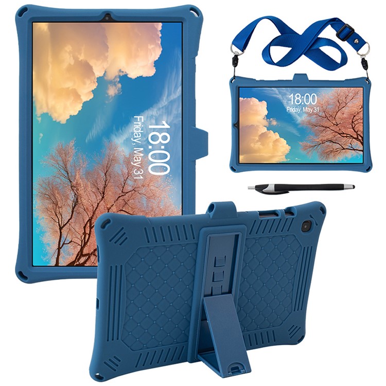 For Samsung Galaxy Tab S6 Lite (2020) / (2022) / (2024) Case PC+Silicone Tablet Cover with Stylus - Indigo