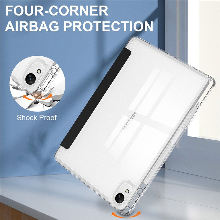 For Huawei MatePad 11.5 S Case Clear Acrylic Leather Tablet Cover Support Auto Sleep / Wake - Black