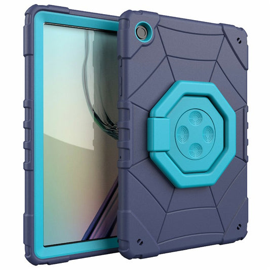 For Samsung Galaxy Tab A9+ Case Spider Style PC TPU Tablet Cover Kickstand Fidget Toys - Navy Blue+Blue