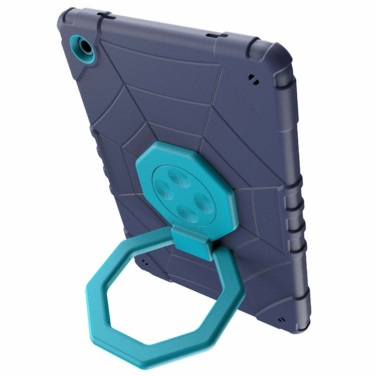 For Samsung Galaxy Tab A9+ Case Spider Style PC TPU Tablet Cover Kickstand Fidget Toys - Navy Blue+Blue