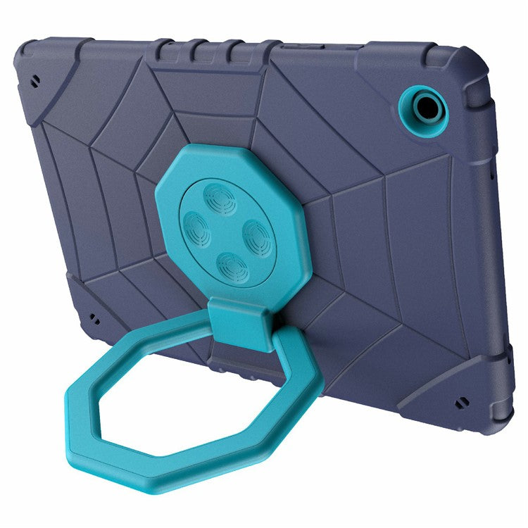 For Samsung Galaxy Tab A9+ Case Spider Style PC TPU Tablet Cover Kickstand Fidget Toys - Navy Blue+Blue