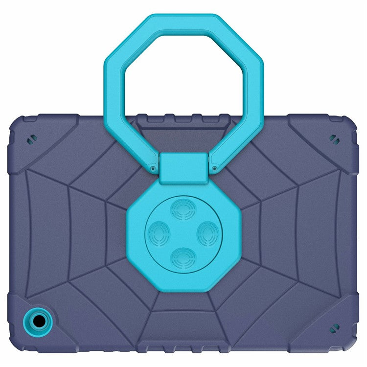 For Samsung Galaxy Tab A9+ Case Spider Style PC TPU Tablet Cover Kickstand Fidget Toys - Navy Blue+Blue