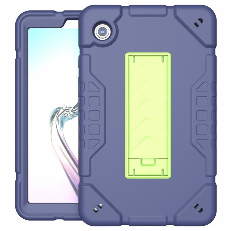 For Samsung Galaxy Tab A9+ Case Kickstand TPU + PC Combo Dual Layer Tablet Cover - Navy Blue+Yellowgreen