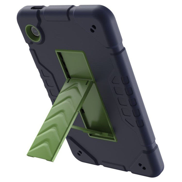 For Samsung Galaxy Tab A9+ Case Kickstand TPU + PC Combo Dual Layer Tablet Cover - Navy Blue+Yellowgreen