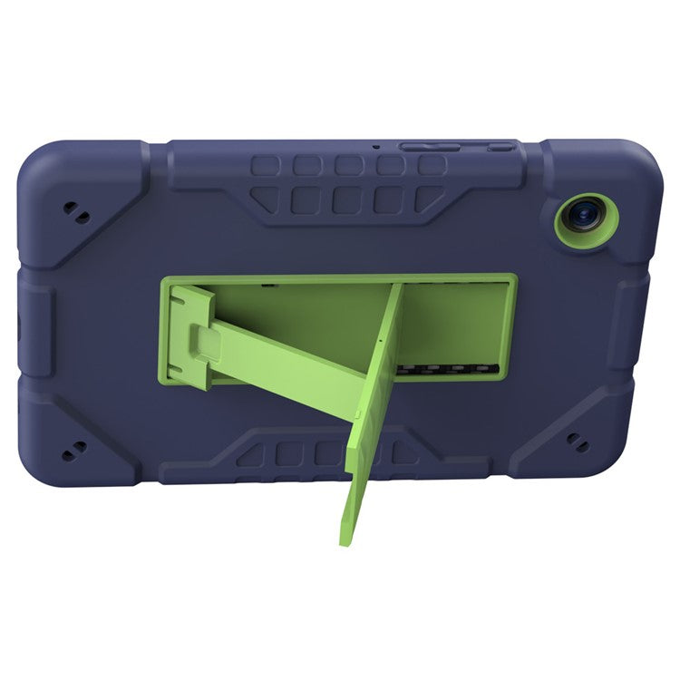 For Samsung Galaxy Tab A9+ Case Kickstand TPU + PC Combo Dual Layer Tablet Cover - Navy Blue+Yellowgreen