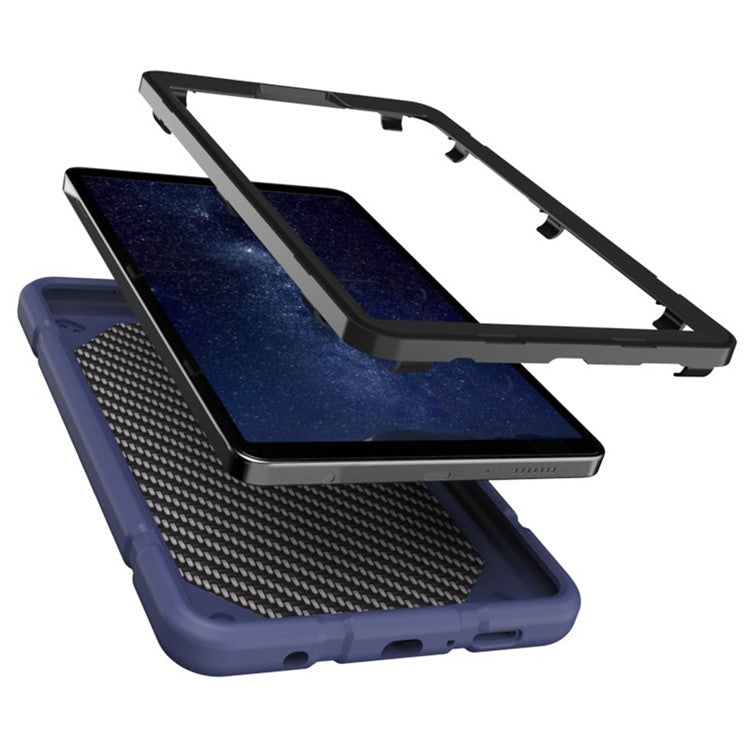 For Samsung Galaxy Tab A9+ Case Kickstand TPU + PC Combo Dual Layer Tablet Cover - Navy Blue+Yellowgreen