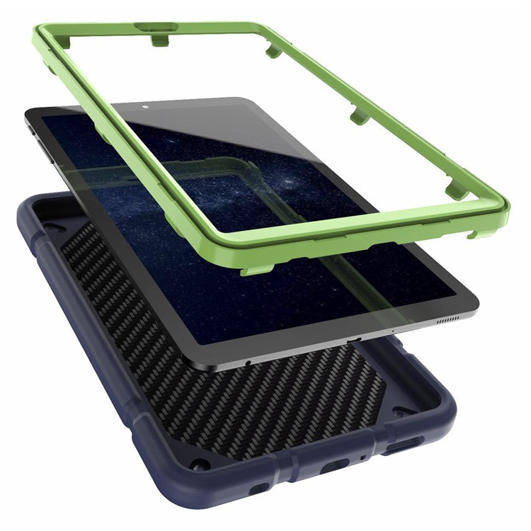 For Samsung Galaxy Tab A7 Lite 8.7-inch Kickstand Case TPU + PC 2 in 1 Dual Layer Protective Cover - Navy Blue+Yellowgreen