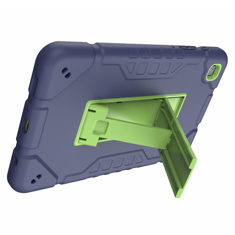 For Samsung Galaxy Tab A7 Lite 8.7-inch Kickstand Case TPU + PC 2 in 1 Dual Layer Protective Cover - Navy Blue+Yellowgreen