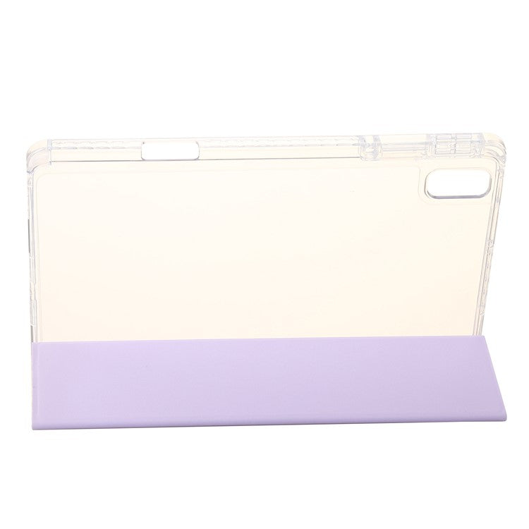 For Huawei MatePad SE 11 Case Tri-fold Stand Leather+TPU+Acrylic Clear Back Tablet Cover - Blackish Green