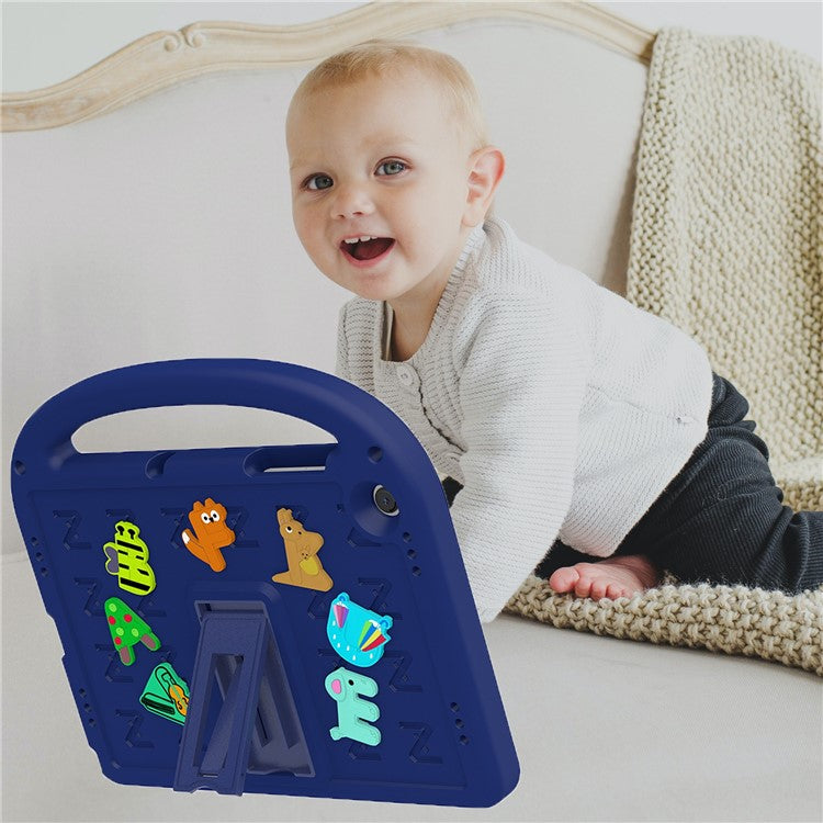 For Samsung Galaxy Tab A9+ Case Cartoon Design EVA+PC Kickstand Tablet Cover with Strap - Navy Blue