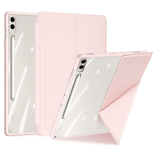 DUX DUCIS Magi Series for Samsung Galaxy Tab S10+ / S9+ / S9 FE+ Case Origami Stand Leather+PC+TPU Clear Back Cover - Pink