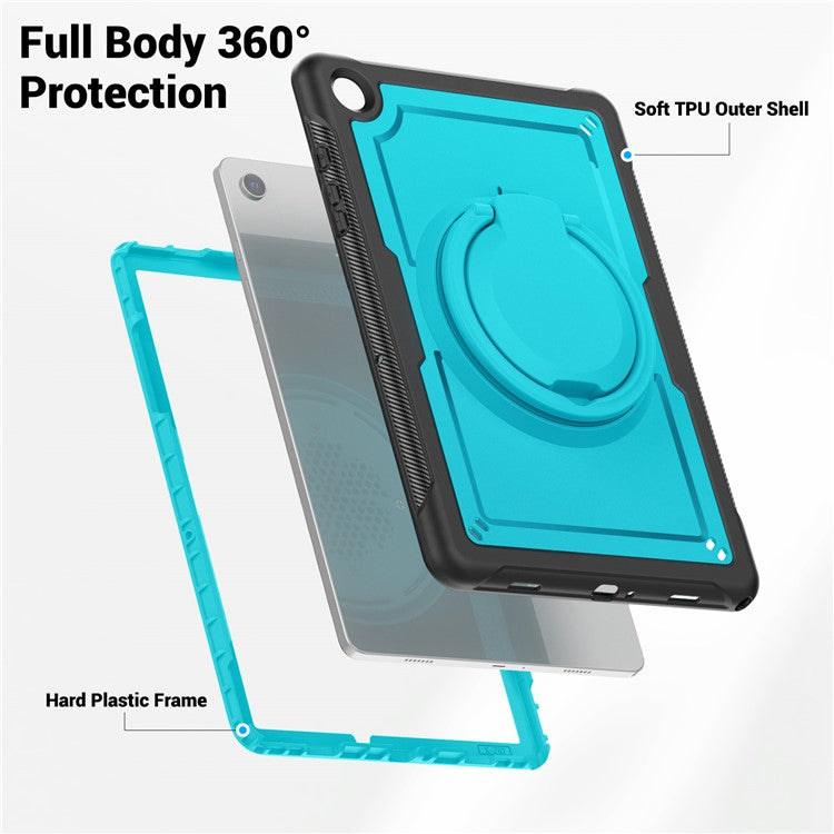 For Samsung Galaxy Tab A9+ SM-X210 / X216 / X218 Case PC+TPU Tablet Cover with Kickstand, Pencil Holder - Baby Blue
