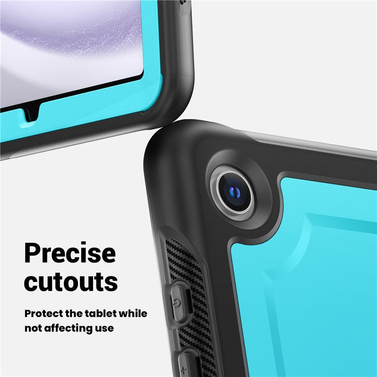 For Samsung Galaxy Tab A9+ SM-X210 / X216 / X218 Case PC+TPU Tablet Cover with Kickstand, Pencil Holder - Baby Blue