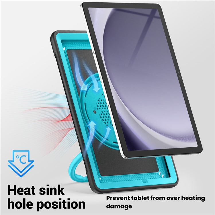 For Samsung Galaxy Tab A9+ SM-X210 / X216 / X218 Case PC+TPU Tablet Cover with Kickstand, Pencil Holder - Baby Blue
