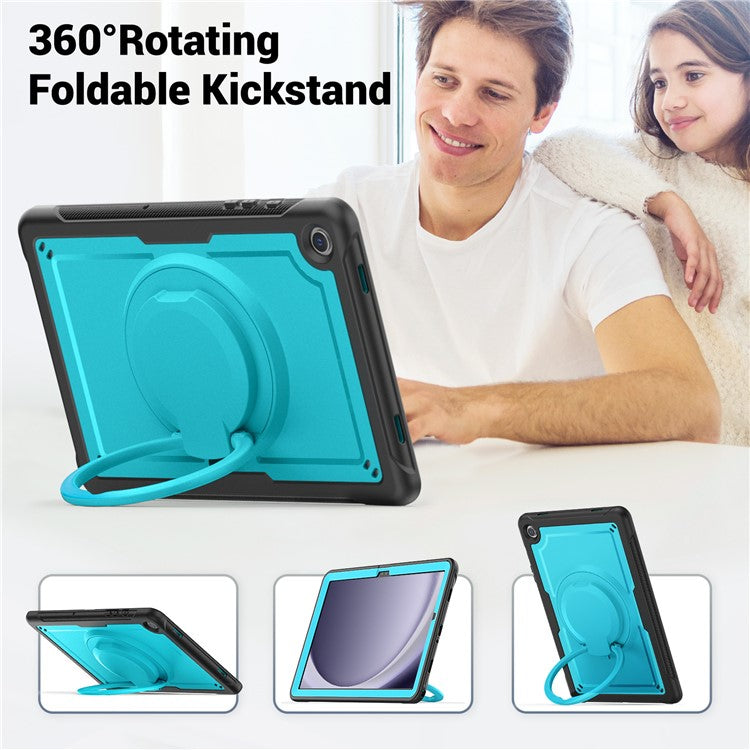 For Samsung Galaxy Tab A9+ SM-X210 / X216 / X218 Case PC+TPU Tablet Cover with Kickstand, Pencil Holder - Baby Blue