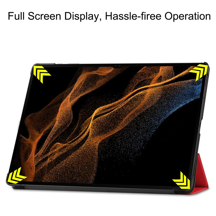 Leather Case for Samsung Galaxy Tab S10 Ultra / Tab S9 Ultra / Tab S8 Ultra Anti-Drop Stand Tablet Cover - Red