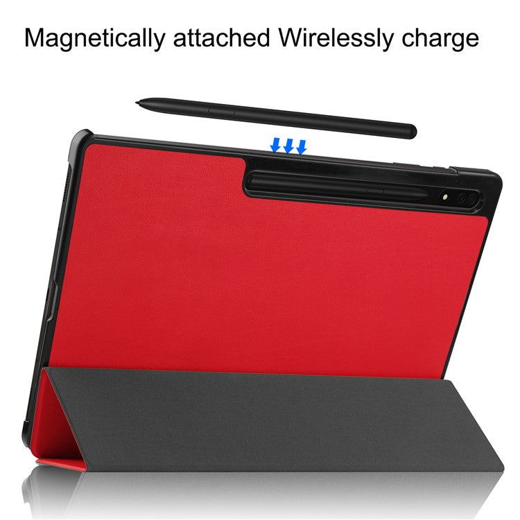 Leather Case for Samsung Galaxy Tab S10 Ultra / Tab S9 Ultra / Tab S8 Ultra Anti-Drop Stand Tablet Cover - Red