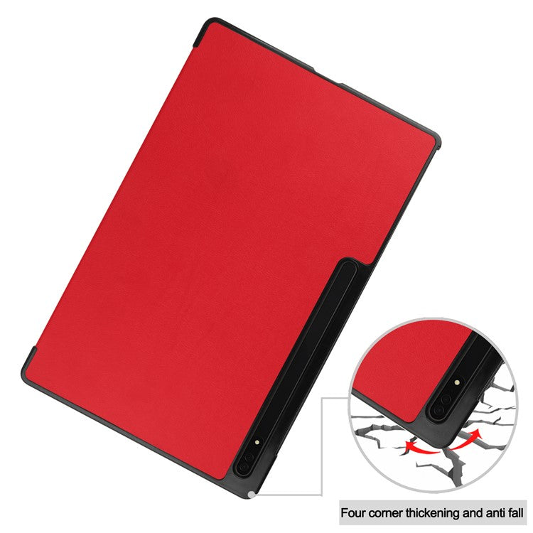 Leather Case for Samsung Galaxy Tab S10 Ultra / Tab S9 Ultra / Tab S8 Ultra Anti-Drop Stand Tablet Cover - Red