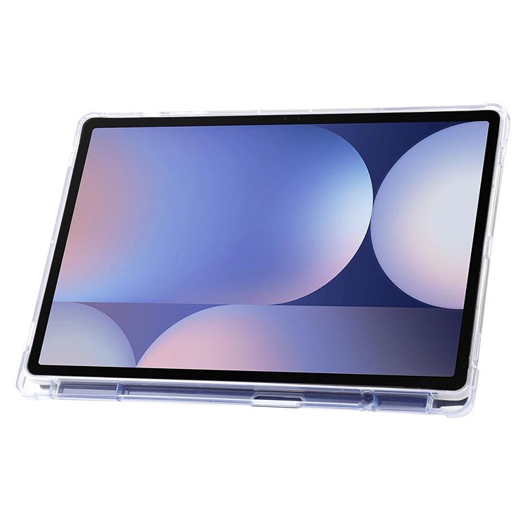For Samsung Galaxy Tab S10+ Case PU Leather Origami Stand Clear Tablet Cover - Dark Blue