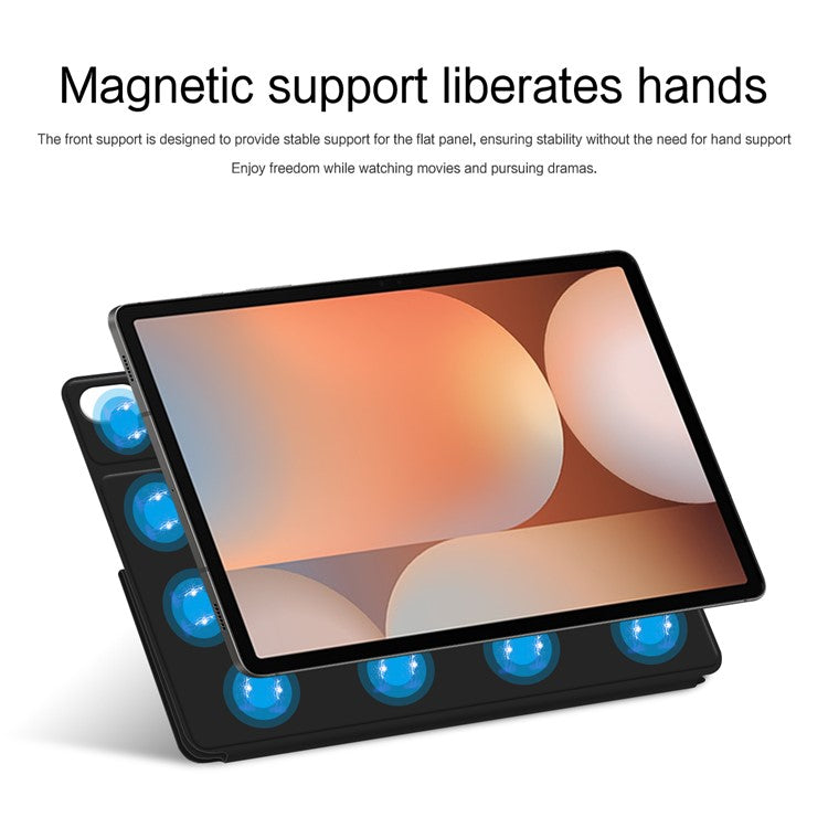 For Samsung Galaxy Tab S10+ Case Origami Stand PU Leather Magnetic Tablet Cover - Black