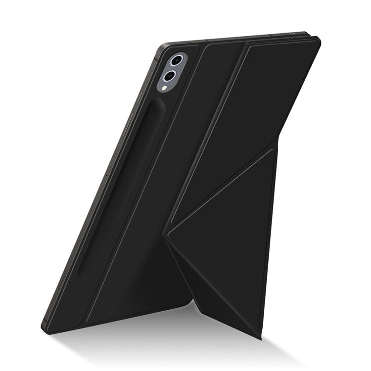 For Samsung Galaxy Tab S10+ Case Origami Stand PU Leather Magnetic Tablet Cover - Black