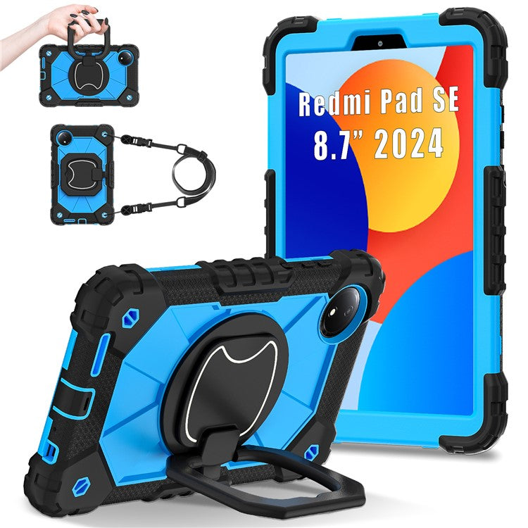 For Xiaomi Redmi Pad SE 4G 8.7 inch Case Silicone+PC Kickstand Tablet Cover - Black / Blue