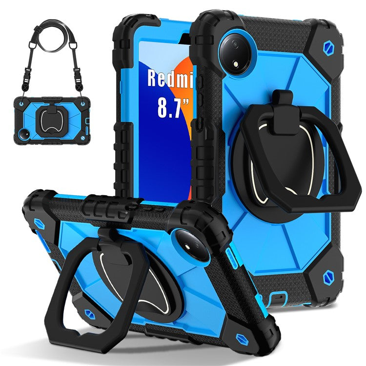 For Xiaomi Redmi Pad SE 4G 8.7 inch Case Silicone+PC Kickstand Tablet Cover - Black / Blue