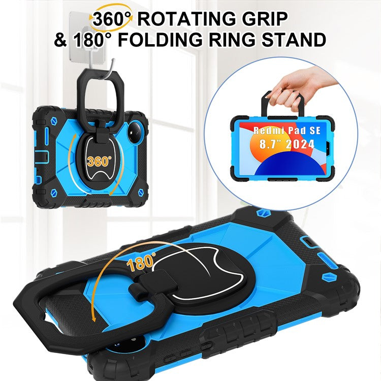 For Xiaomi Redmi Pad SE 4G 8.7 inch Case Silicone+PC Kickstand Tablet Cover - Black / Blue
