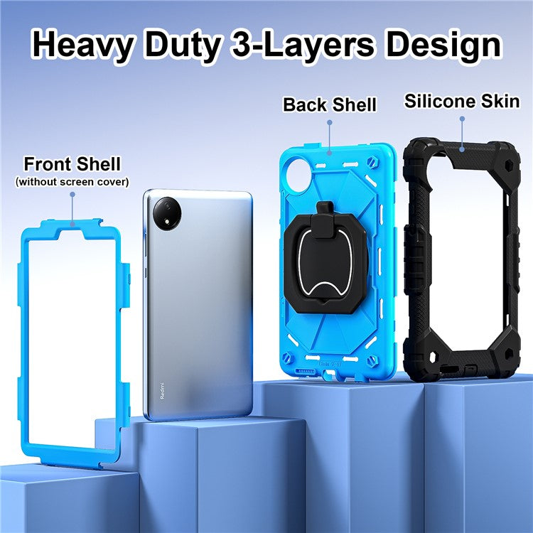 For Xiaomi Redmi Pad SE 4G 8.7 inch Case Silicone+PC Kickstand Tablet Cover - Black / Blue