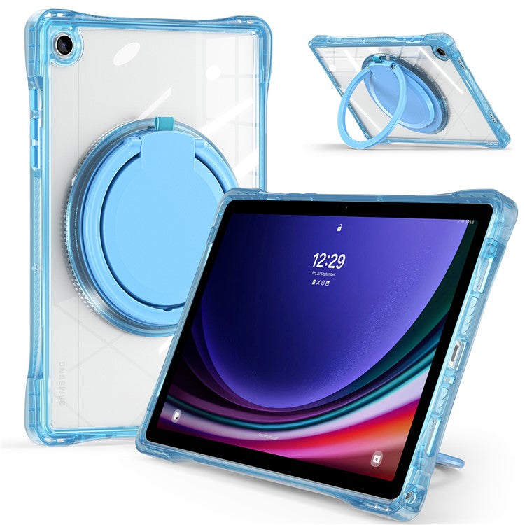 For Samsung Galaxy Tab A9+ SM-X210 / X216 / X218 Case Rotary Kickstand PC+TPU+Acrylic Tablet Cover - Baby Blue