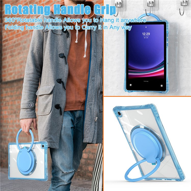 For Samsung Galaxy Tab A9+ SM-X210 / X216 / X218 Case Rotary Kickstand PC+TPU+Acrylic Tablet Cover - Baby Blue