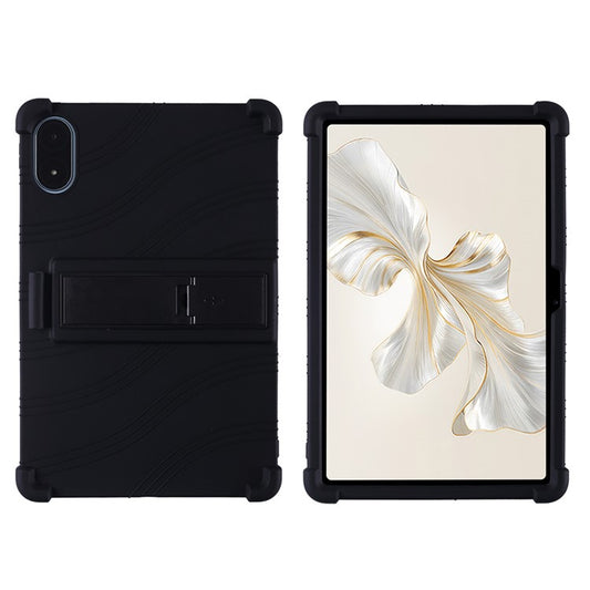 For Honor Pad 9 Pro / Pad V8 Pro Silicone Case with Kickstand Rugged Protective Cover - Black