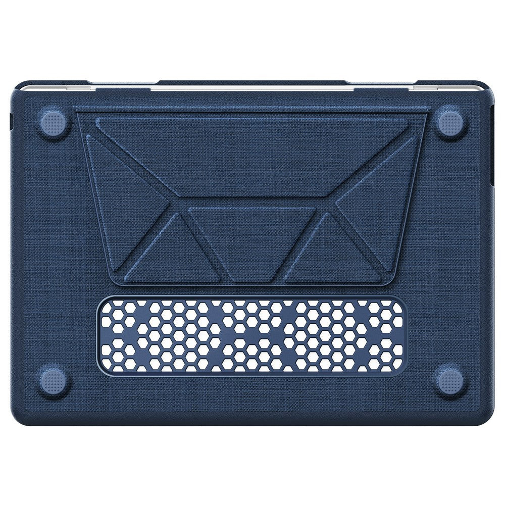 Laptop Case for MacBook Air 13 inch (2025) / (2024) / (2022) M2 A2681 / M3 A3113 / M4 A324 PC TPU Cloth Shockproof Cover with Logo View / Kickstand - Navy Blue