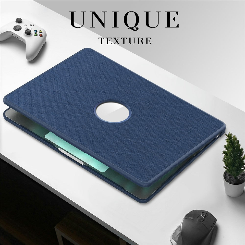 Laptop Case for MacBook Air 13 inch (2025) / (2024) / (2022) M2 A2681 / M3 A3113 / M4 A324 PC TPU Cloth Shockproof Cover with Logo View / Kickstand - Navy Blue