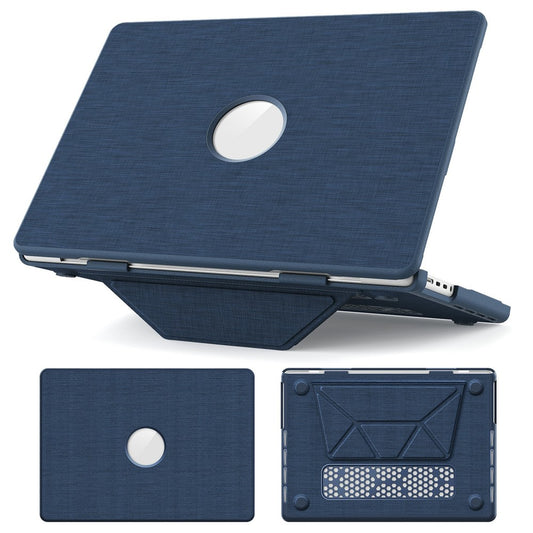 Laptop Case for MacBook Pro 14 inch (2024) / (2023) / (2021) A2442 / A2779 / A2918 A2992  / A3112 A3185 A3401 Kickstand Cover with Logo View - Navy Blue