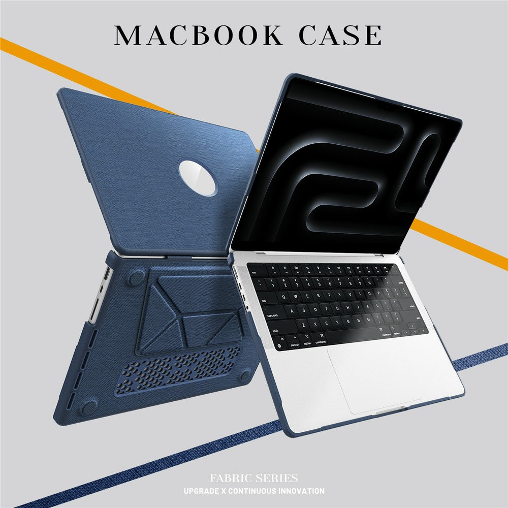 Laptop Case for MacBook Pro 14 inch (2024) / (2023) / (2021) A2442 / A2779 / A2918 A2992  / A3112 A3185 A3401 Kickstand Cover with Logo View - Navy Blue