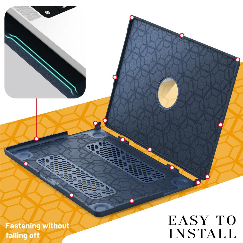 Laptop Case for MacBook Pro 14 inch (2024) / (2023) / (2021) A2442 / A2779 / A2918 A2992  / A3112 A3185 A3401 Kickstand Cover with Logo View - Navy Blue